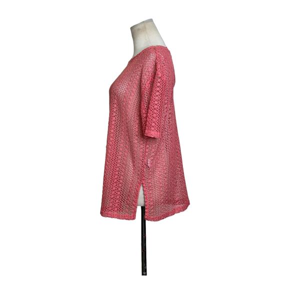 Zara melon pink open crochet short sleeves top size Medium - Picture 9 of 9